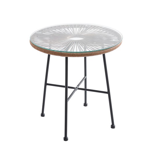 Tavolino marrone in polietilene e metallo, 50 x 50 x 52,5 cm | Acapulco