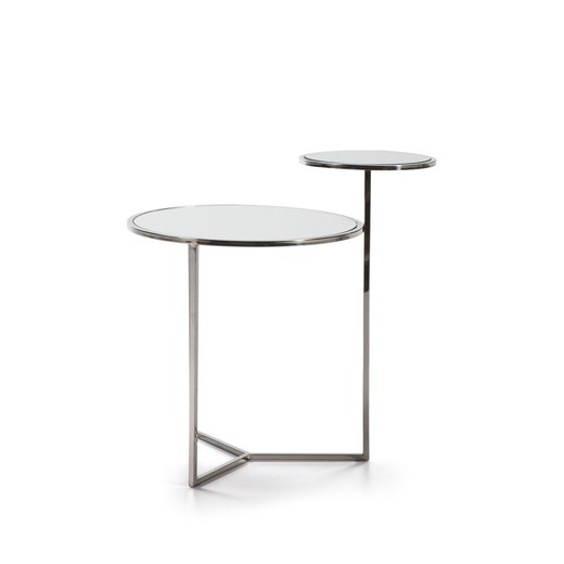 Stolik pomocniczy ze stali w kolorze srebrnym o podwójnej wysokości 58 x 45 x 60 cm