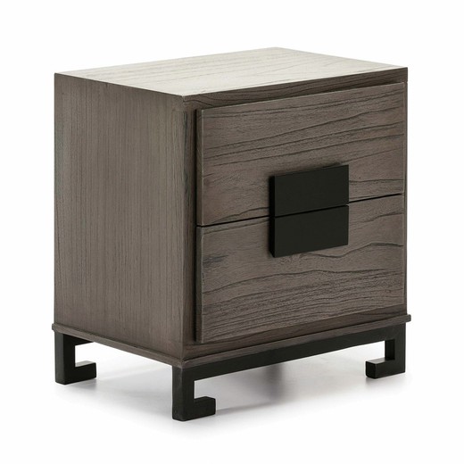 Table basse en bois gris/noir, 56x41x60cm