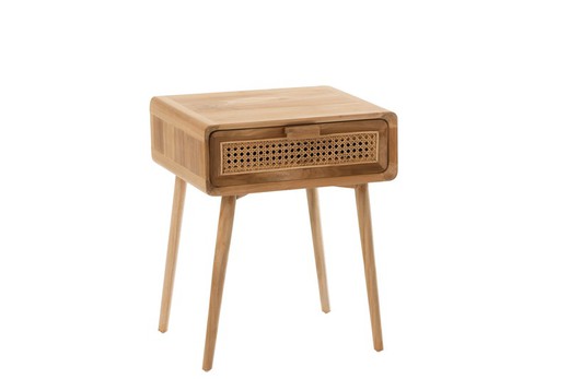 Table de chevet ALIS en teck naturel, 40,5x59,5x51,5 cm