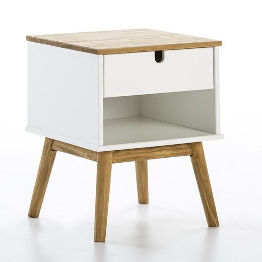 Table de chevet en bois blanc, 40 x 40 x 52,2 cm