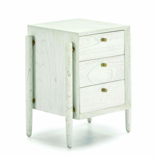 White wooden bedside table, 50x40x61 cm