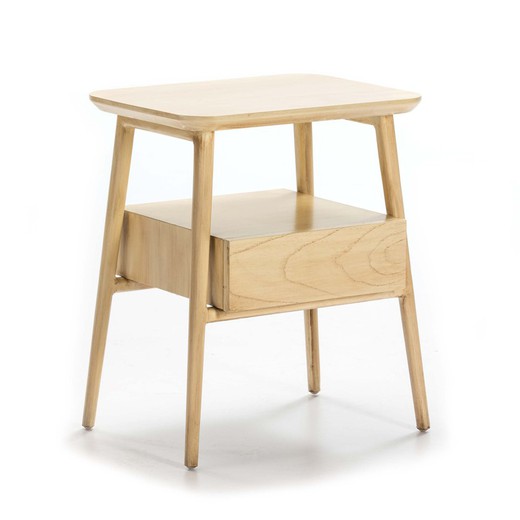 Mesa de cabeceira em madeira branca velada, 50x38x60 cm