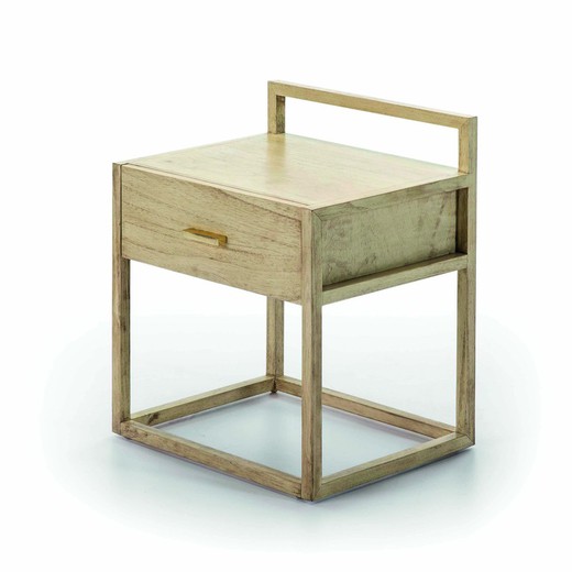 Bedside table in veiled white wood, 50x40x60, cm