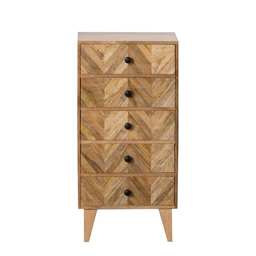 Mango wood bedside table in natural, 46.5 x 33.5 x 95 cm