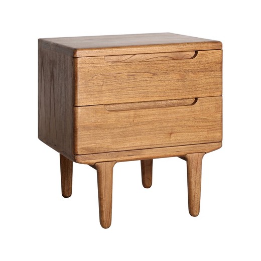 Mindi wood bedside table in natural, 55 x 45 x 64 cm | Slough