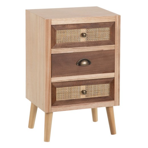 Paulownia wood bedside table in natural two-tone, 40 x 30 x 62.5 cm | Sasha