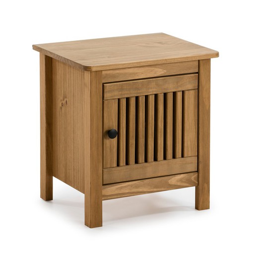 Mesa de cabeceira de madeira de pinho, 46 x 35 x 49,5 cm
