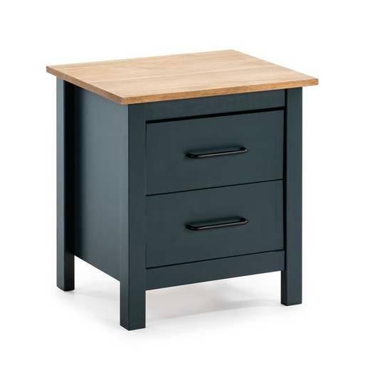 Blue pine wood bedside table, 46 x 35 x 49.5 cm