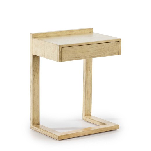 Drewniany stolik nocny w kolorze białym, 50x35x69 cm