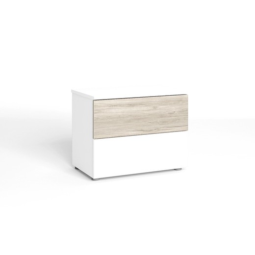 Κομοδίνο λευκό και φυσικό ξύλο, 53,8 x 34 x 42,5 cm | Σαχάρα
