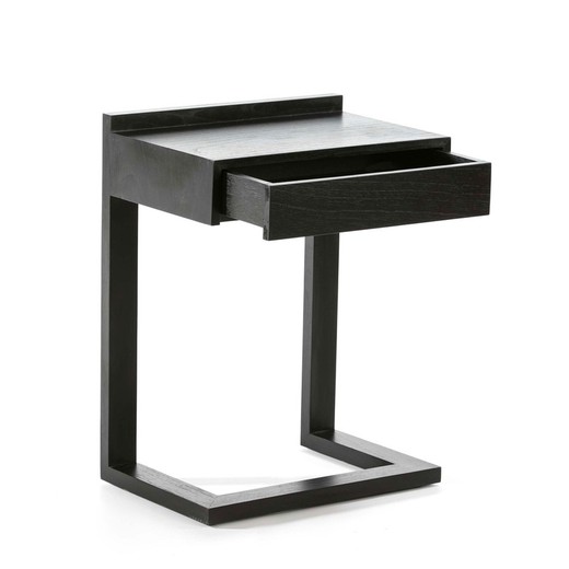Drewniany stolik nocny w kolorze czarnym, 50x35x69 cm