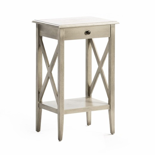 Table de chevet en bois glacis couleur gris 42x35x70 cm