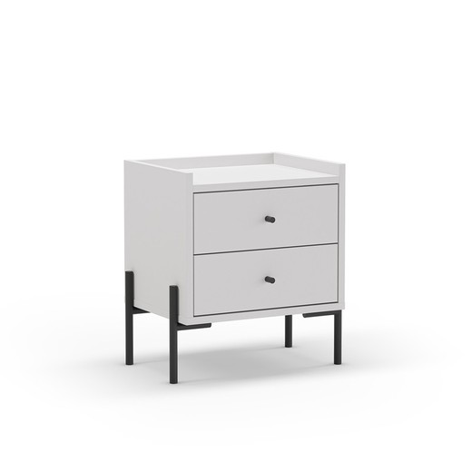 Bedside table made of wood and metal in white, 45 x 35 x 52 cm | Mayra