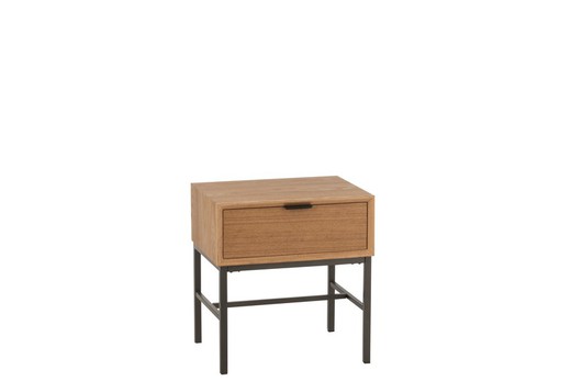 Nachttisch aus Holz und Metall in Natur/Schwarz, 47,5 x 30 x 51 cm