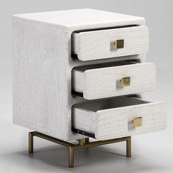 Mesita de noche de metal dorado y madera blanco, 42x40x60 cm — Qechic