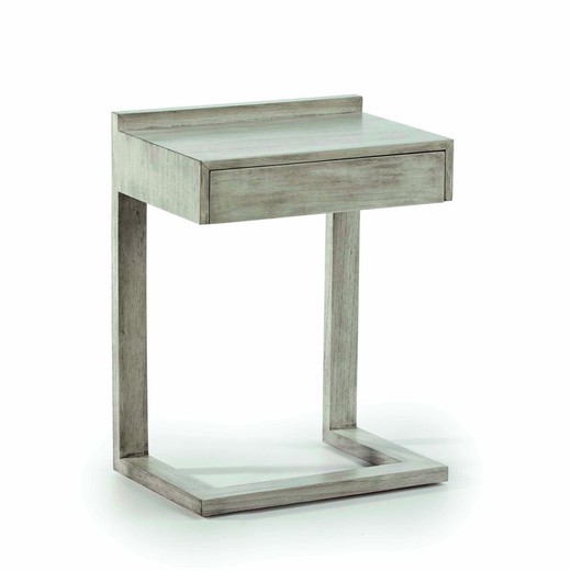 Table de chevet en bois gris voilé, 50x35x66 cm