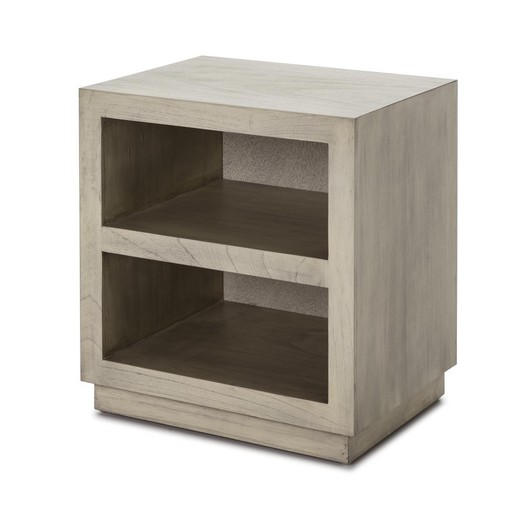 Sängbord i släckt grått trä, 50x40x55 cm