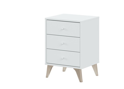 White wooden bedside table, 40x33.5x56 cm | SWEET