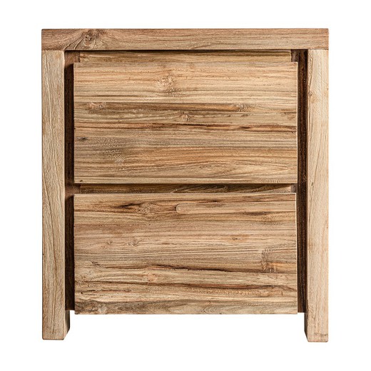 Mesita Lux de madera de teka reciclada en natural, 55 x 45 x 60 cm
