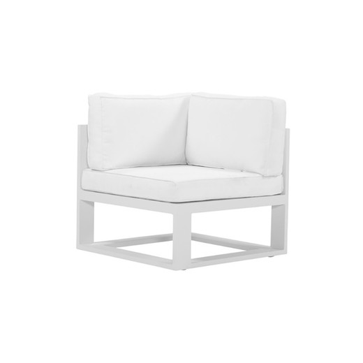 Módulo de rincón para sofá de exterior de aluminio y olefina en blanco, 80 x 80 x 83 cm | Nyland