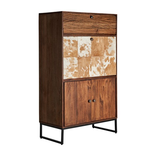 Brown/Beige Texas Mango Wood Bar Cabinet, 90x45x150cm