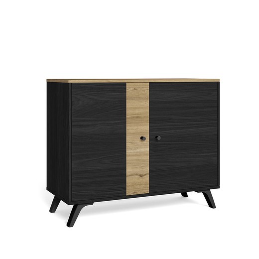Mueble recibidor de madera en negro y natural, 92,1 x 40 x 81 cm | Texas