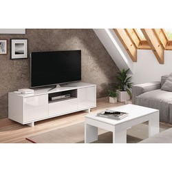 Jaor BC mueble TV hormigón blanco alto brillo 3 puertas 138cm moderno