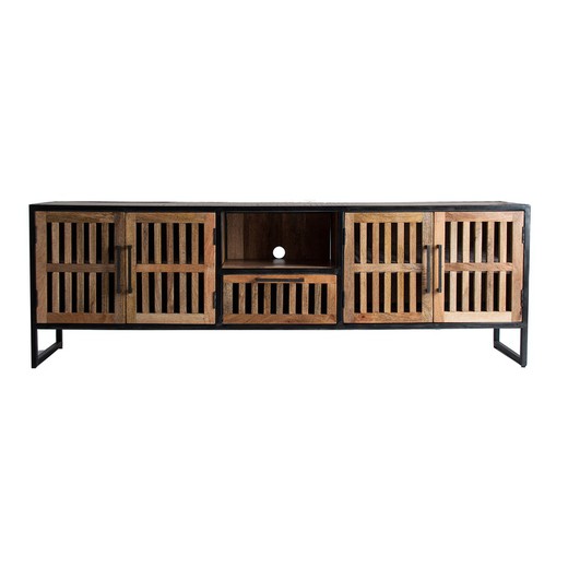 Mueble TV de Madera De Mango Gaffney Madera/Negro, 200x45x66cm