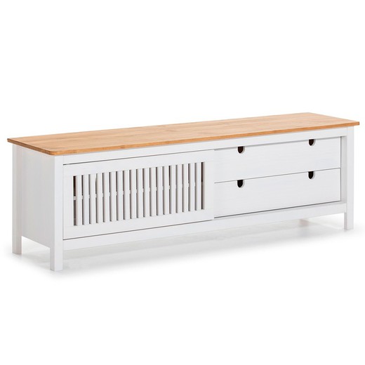 Tv-meubel van wit grenenhout, 158 x 40 x 49,6 cm | Bruna