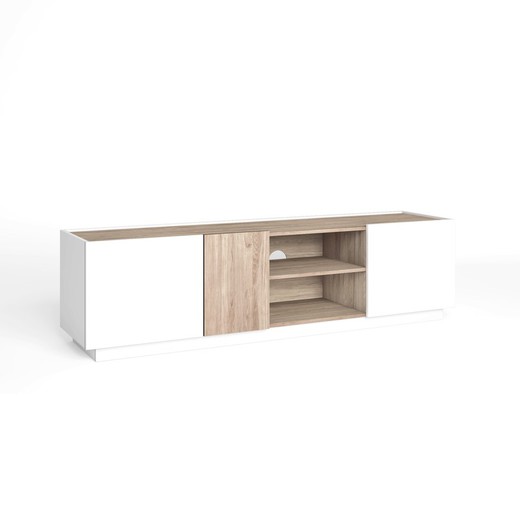 TV cabinet in white and natural wood, 180 x 41.6 x 48 cm | Udine