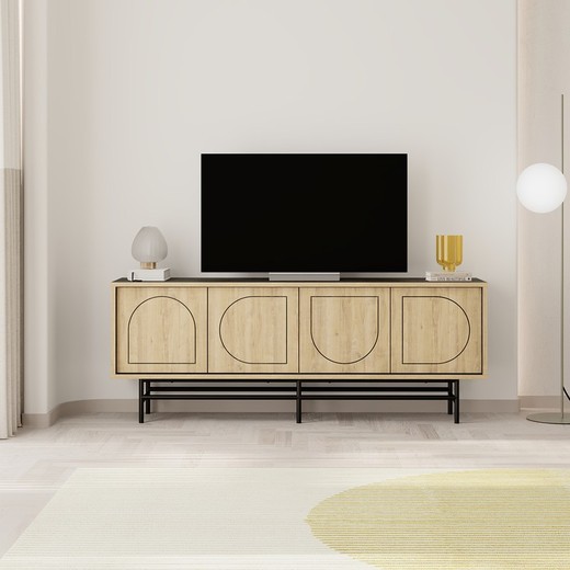 Mueble TV de madera  en color roble, 149,5 x 35 x 56,5 cm | Giana