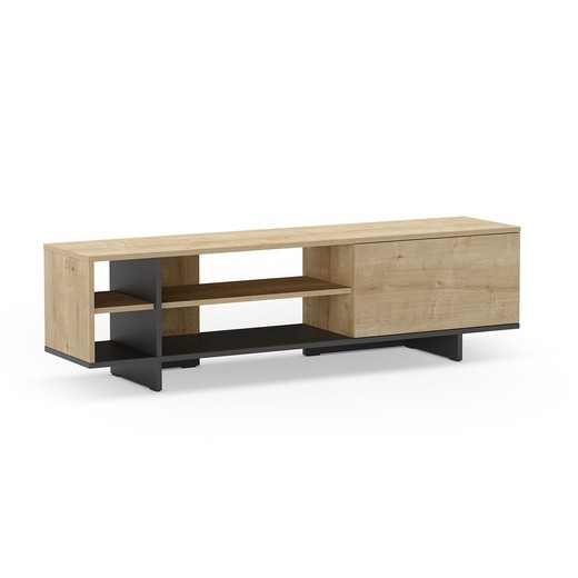 TV-Schrank aus Holz in Eiche und Schwarz, 160 x 35,6 x 44 cm | Cequoia