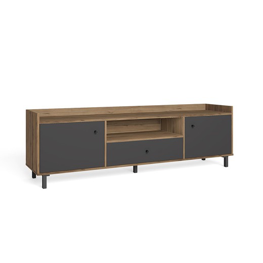 Wooden TV cabinet in gray and natural, 180.3 x 40 x 53.4 cm | malt