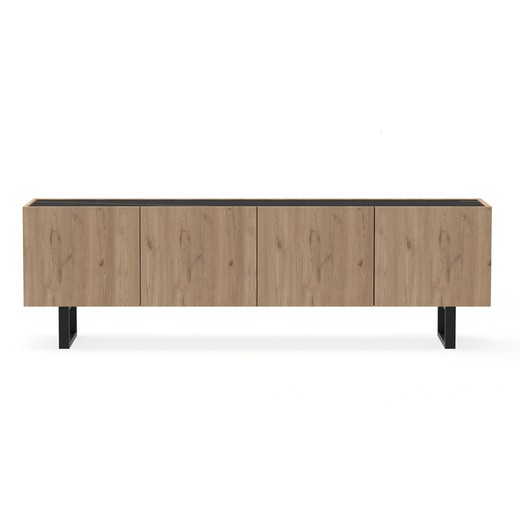 Wooden TV cabinet in natural and black, 180 x 41.8 x 52 cm | barna