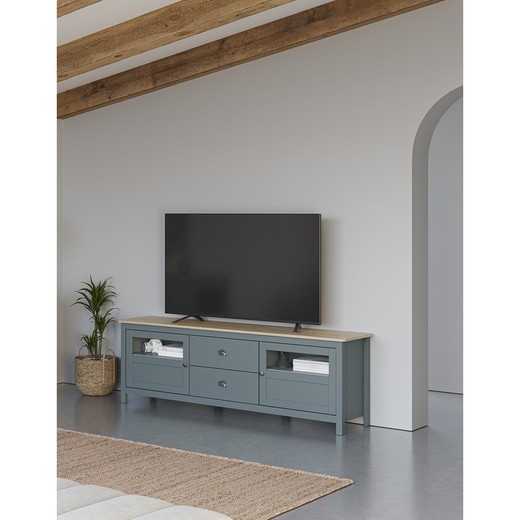 Mueble TV de madera  en verde, 180 x 40 x 59,3 cm | Misti