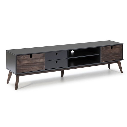 Anthracite gray wooden TV cabinet, 180 x 37 x 48.8 cm