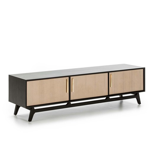 Black Wood/Wood TV Cabinet, 160x40x45cm