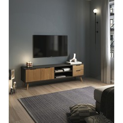Mueble TV Belinda 180 pino negro 180x50x40 - 8681875569827