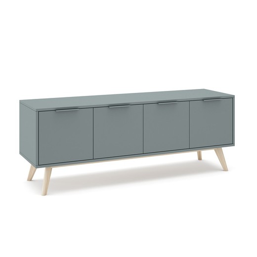 Green and natural pine TV stand, 140 x 40 x 53 cm | pisco