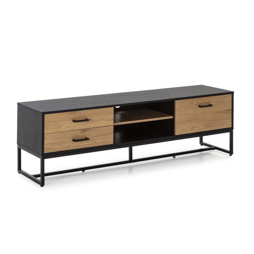 MELA Black/Natural Melamine Tv Cabinet, 160x40x50 cm