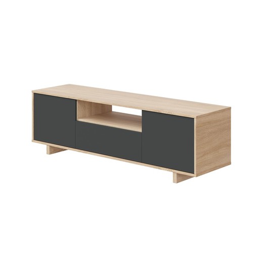 Mueble tv de madera natural/gris antracita, 150x41x46 cm | ZAIRA