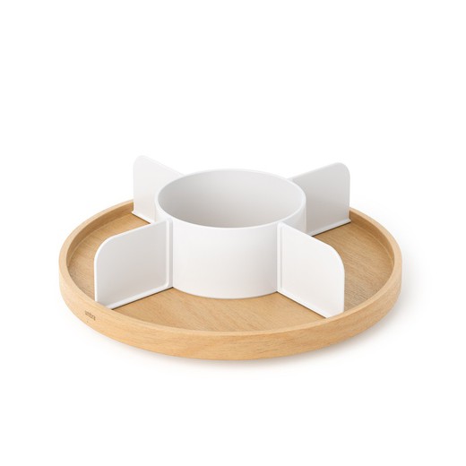 Organizador circular de álamo en natural y blanco, Ø 12 x 10 cm | Bellwood