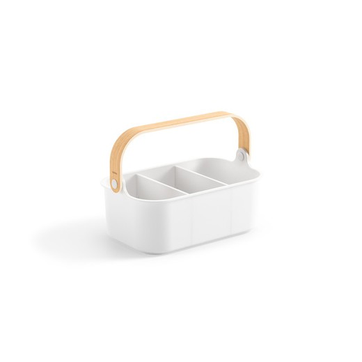 Organizer S in ABS bianco e naturale, 28 x 17 x 12 cm | Bellwood