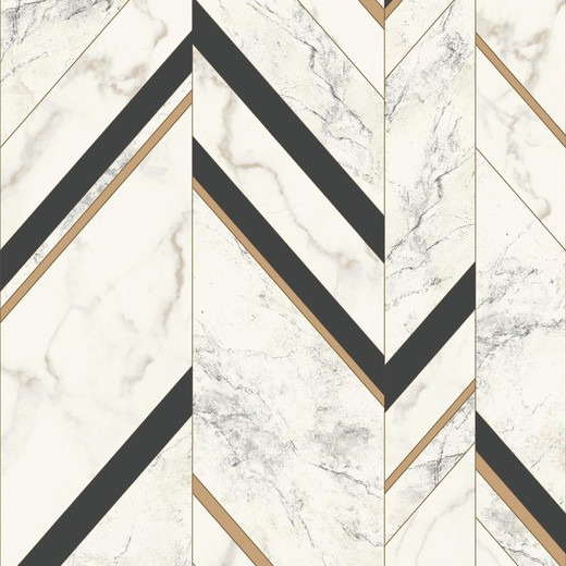 ORLANDO Carta da parati geometrica in marmo nero e oro 2, 1000x53 cm