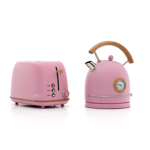 Pack de electrodomésticos, 1 tostador y 1 hervidor rosa | Kaito