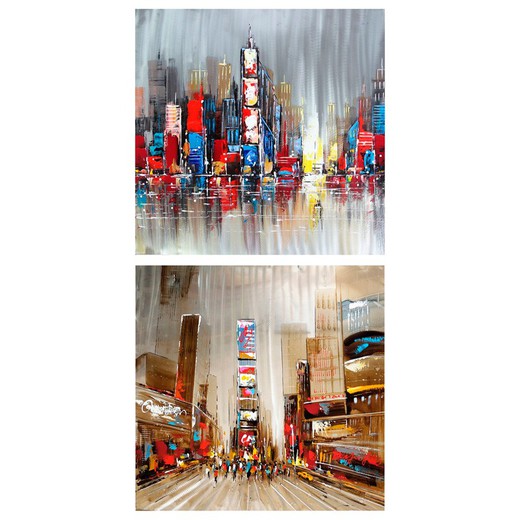Set van 2 stadsschilderijen