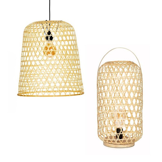 Pacote de 2 lâmpadas de bambu natural