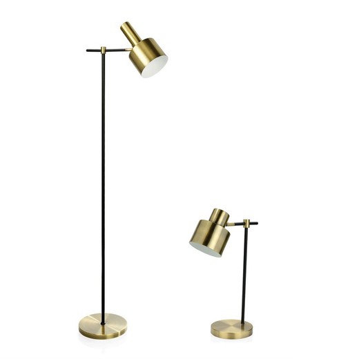 Pack of 2 gold and black brass lamps