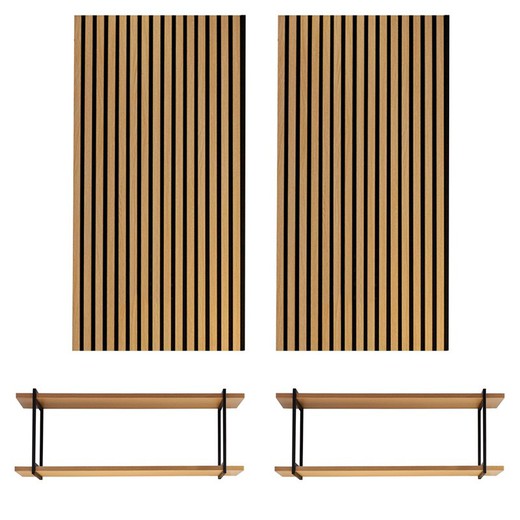 Set van 2 natuurlijke akoestische panelen van 120 cm hoog en 2 L-planken | akoestisch geluid
